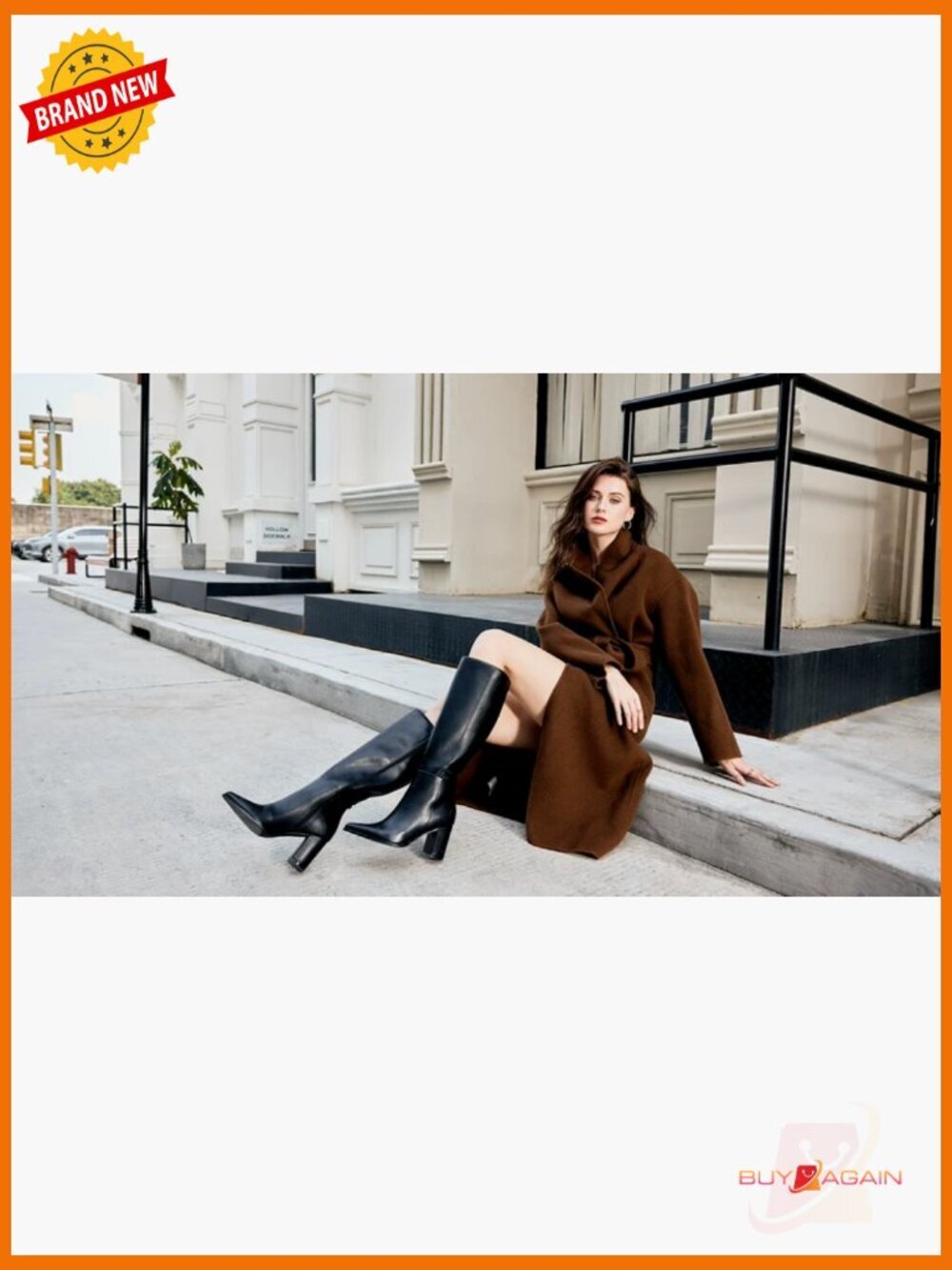 Women's Knee High Boots Pointed Toe Chunky Heel Wide Calf Office Fashion - Picture 7 of 7